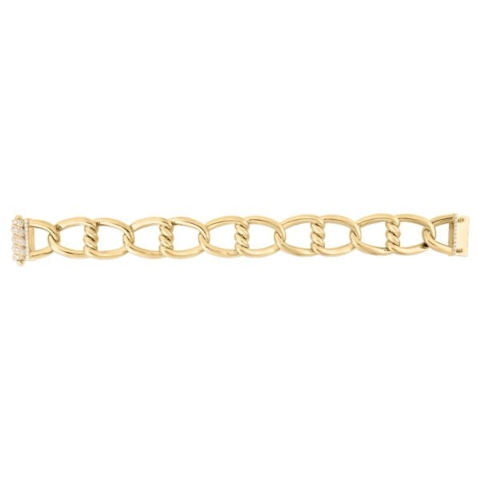 Vertical 18K Yellow Gold Cialoma Diamond Clasp Bracelet