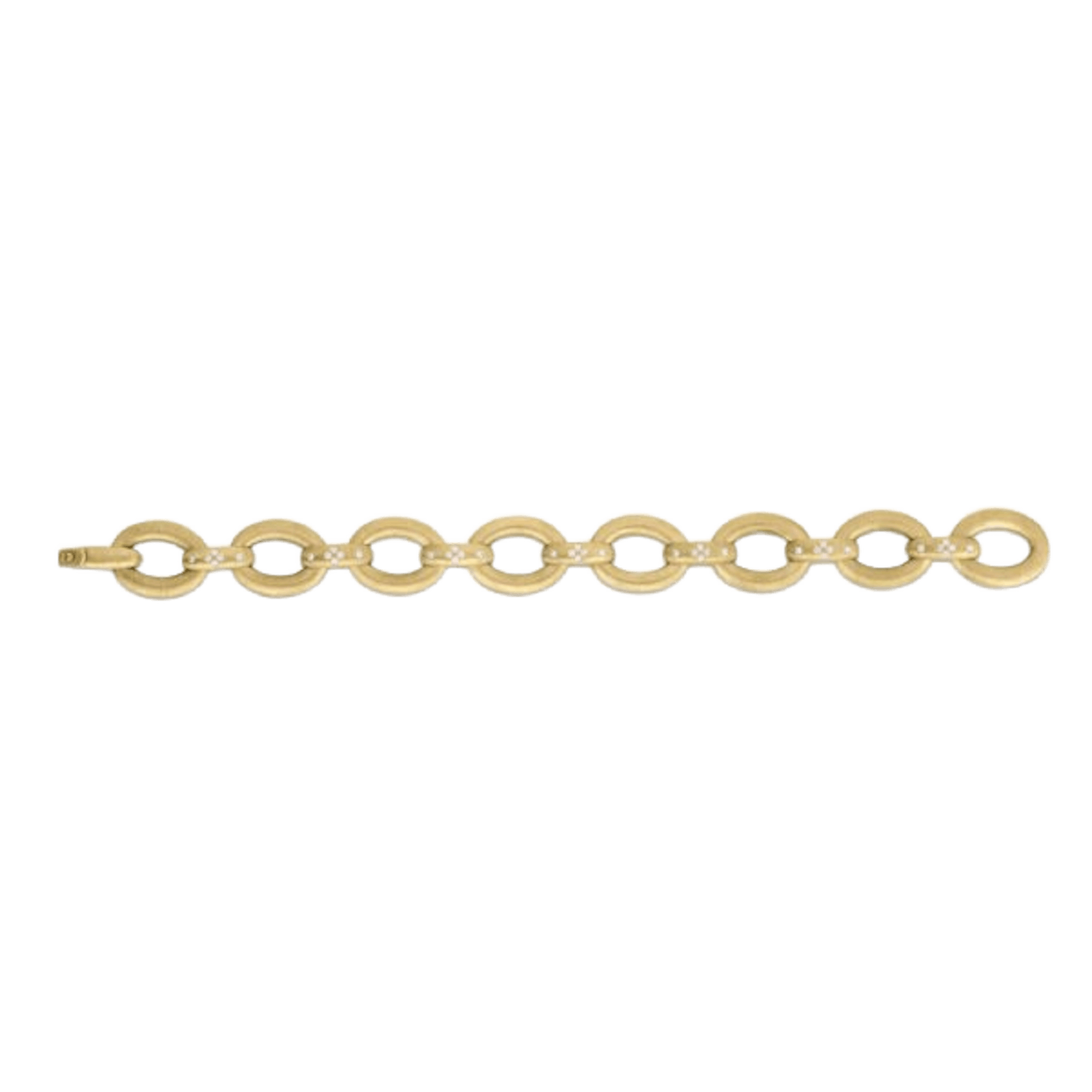 Vertical 18K Yellow Gold Duchessa Diamond Oval Link Bracelet