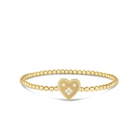 Vertical 18K Yellow Gold Venetian Princess Diamond Heart Bracelet