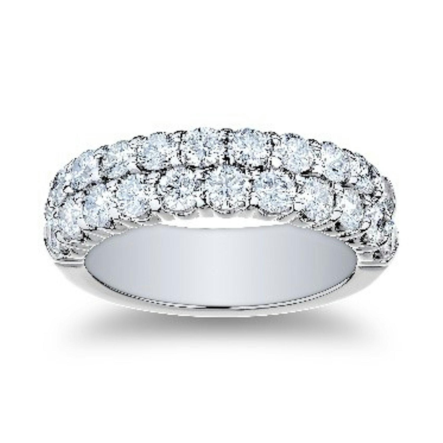 Vertical 18K White Gold Diamond Two Row Band