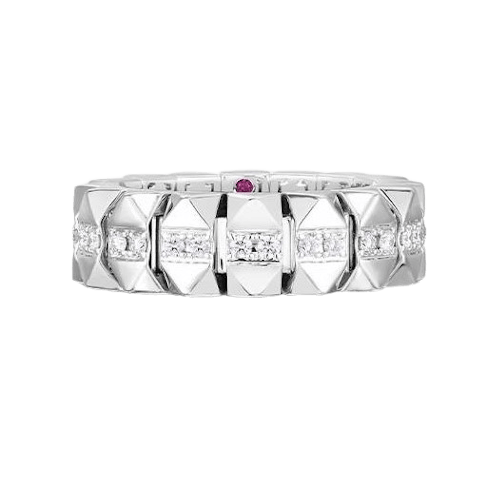 Vertical 18K White Gold Obelisco Diamond Stretch Ring