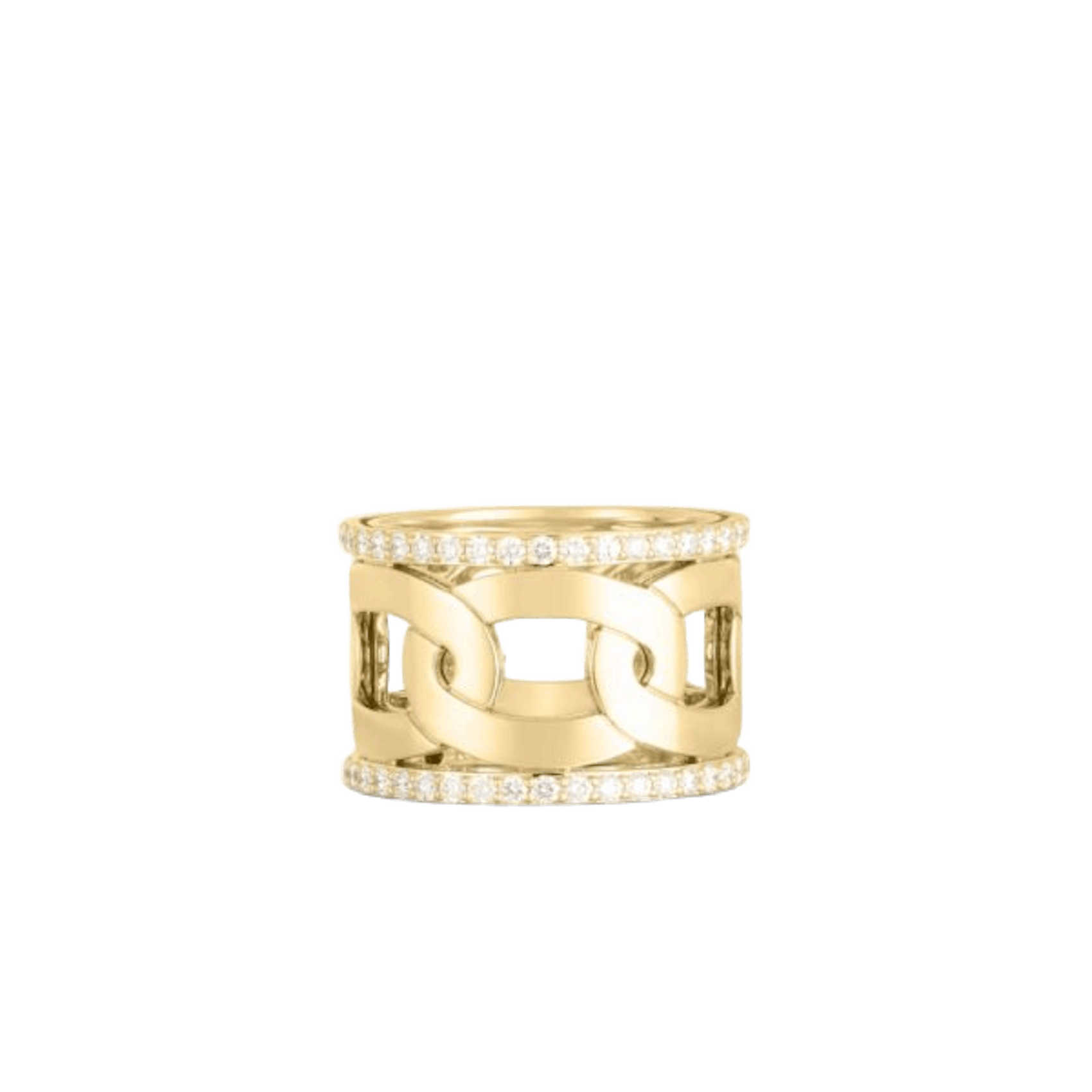 Vertical 18K Yellow Gold Navarra Diamond Wide Ring Band