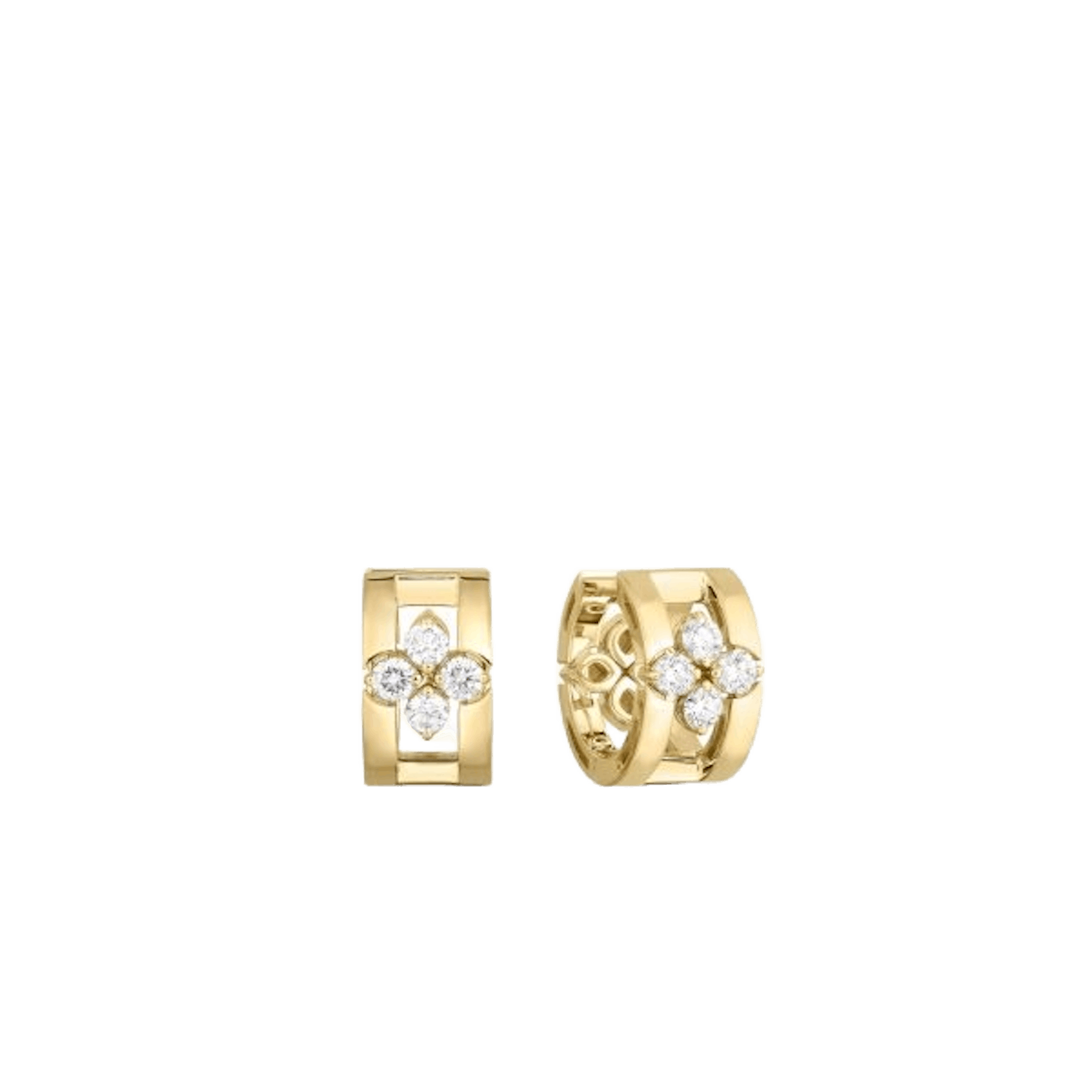 Vertical 18K Yellow Gold Love In Verona Diamond Hoops