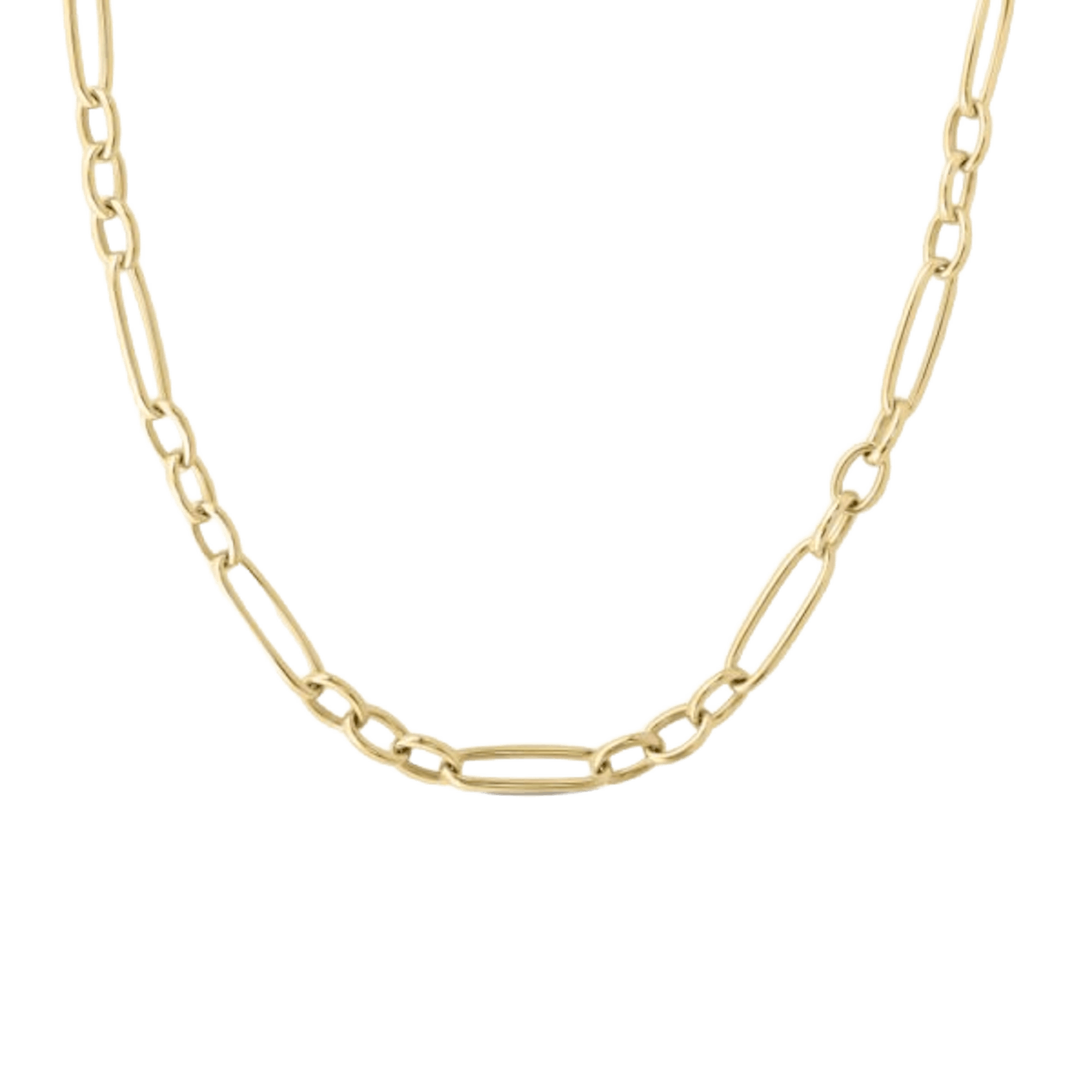 Vertical 18K Yellow Gold Designer Gold Alternating Oval Link Necklace
