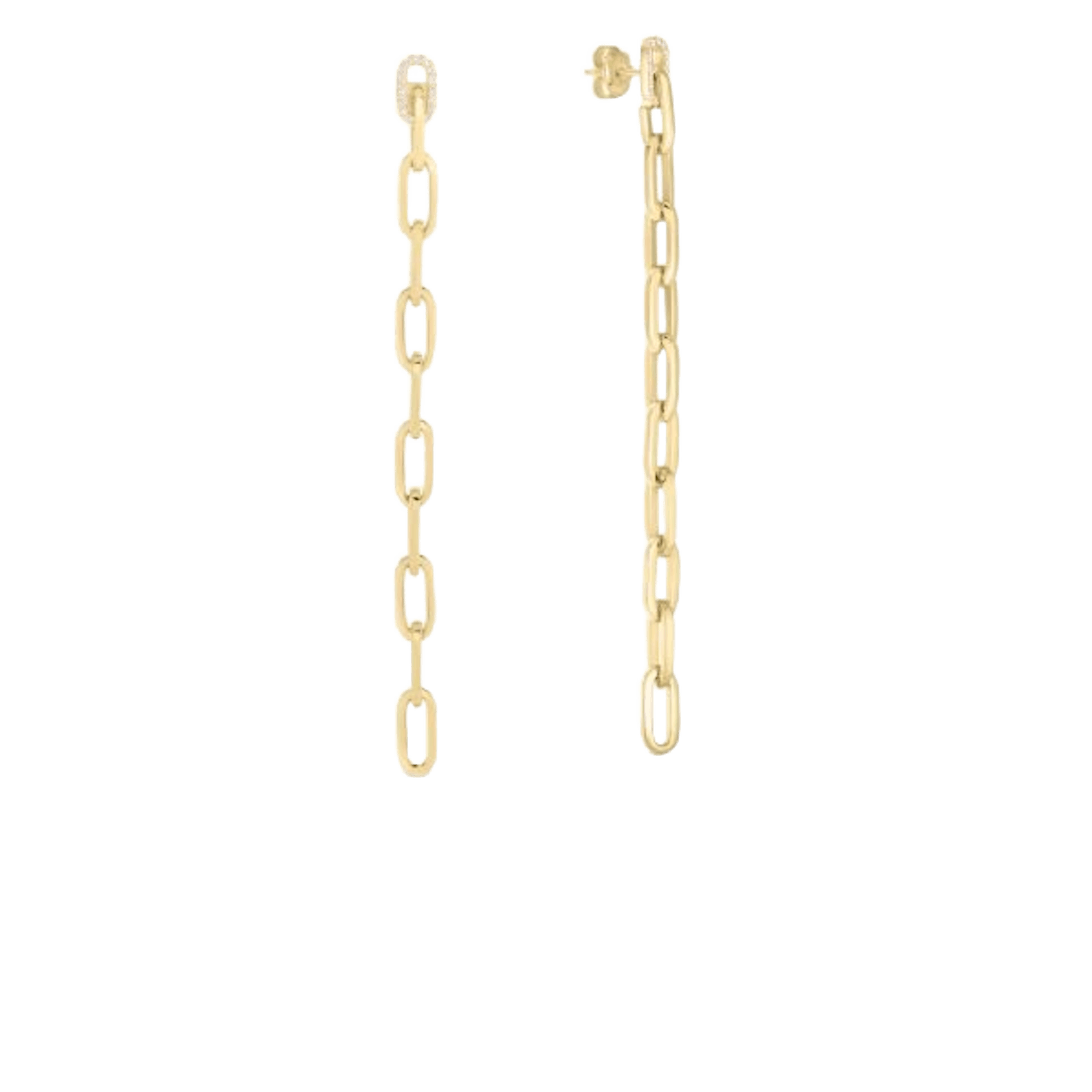 Vertical 18K Yellow Gold Navarra Diamond Link Drop Earrings
