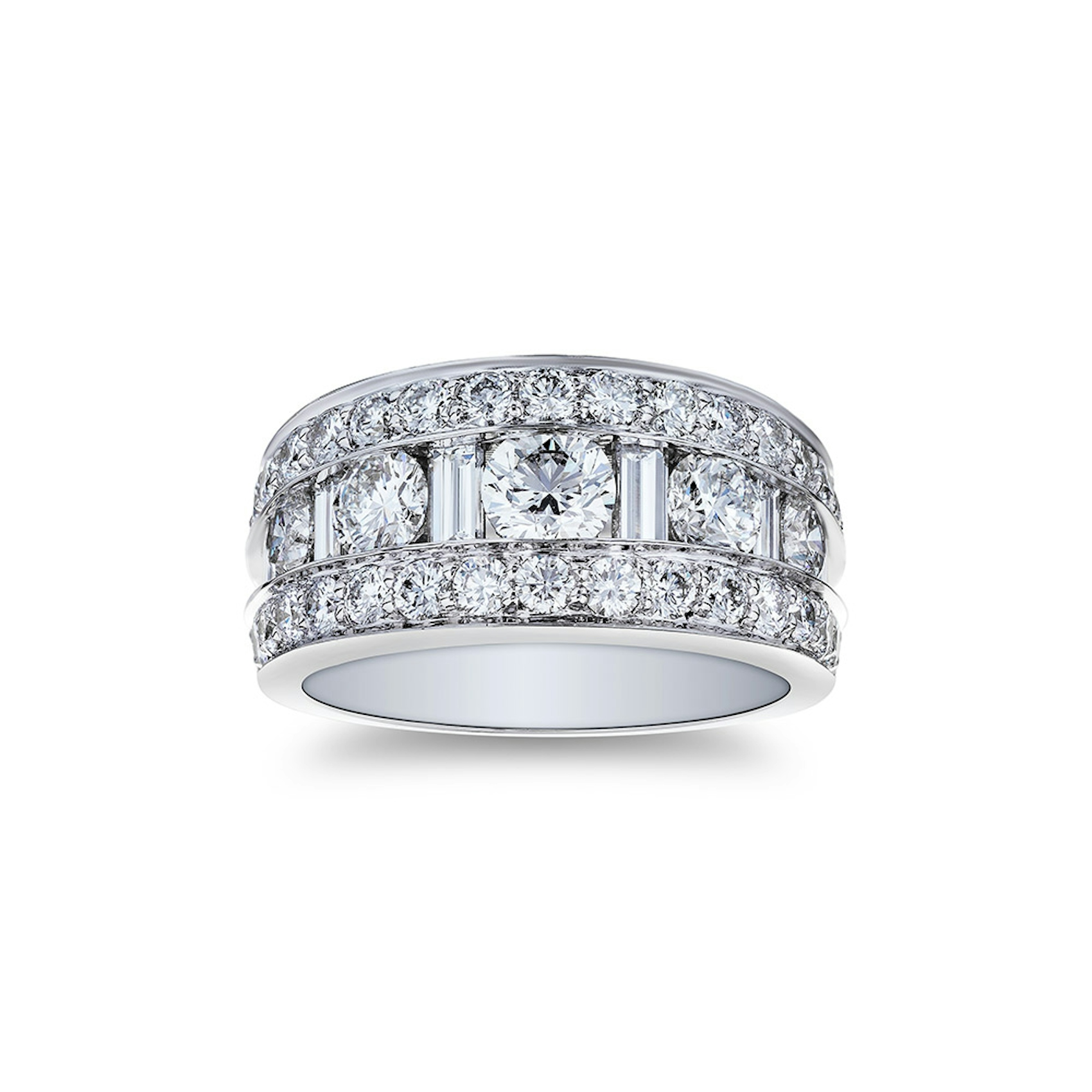 Vertical 18K White Gold Diamond Band