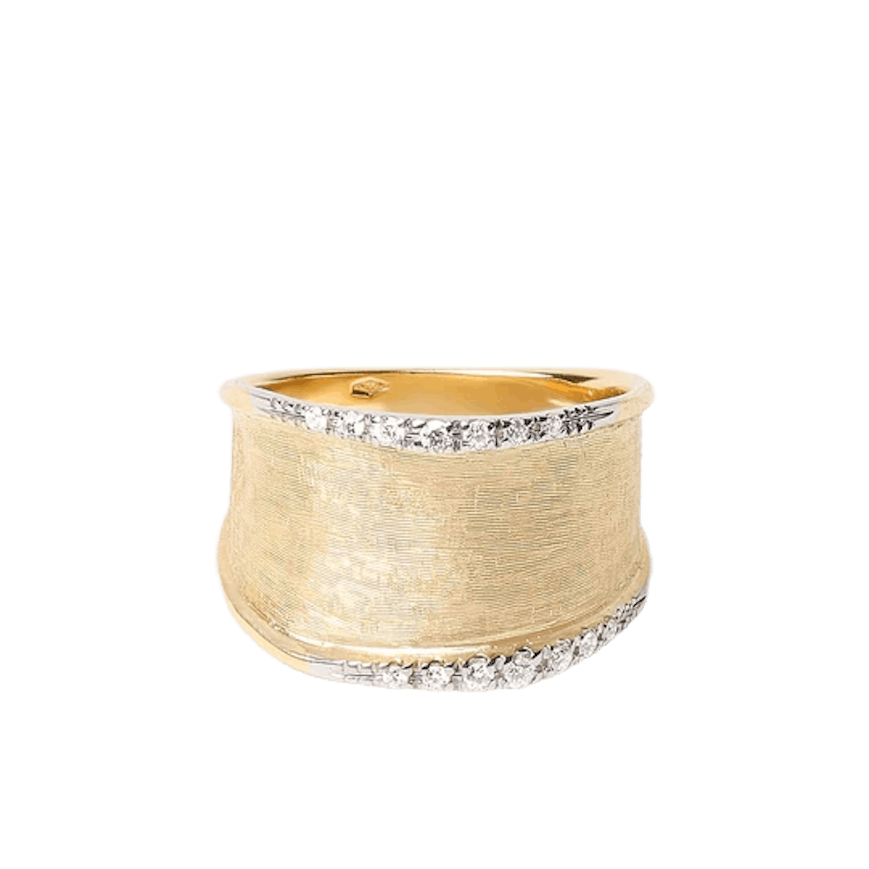 Vertical 18K Yellow Gold Lunaria Diamond Medium Band