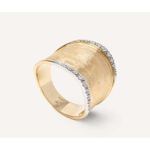 Vertical 18K Yellow Gold Lunaria Diamond Large Band