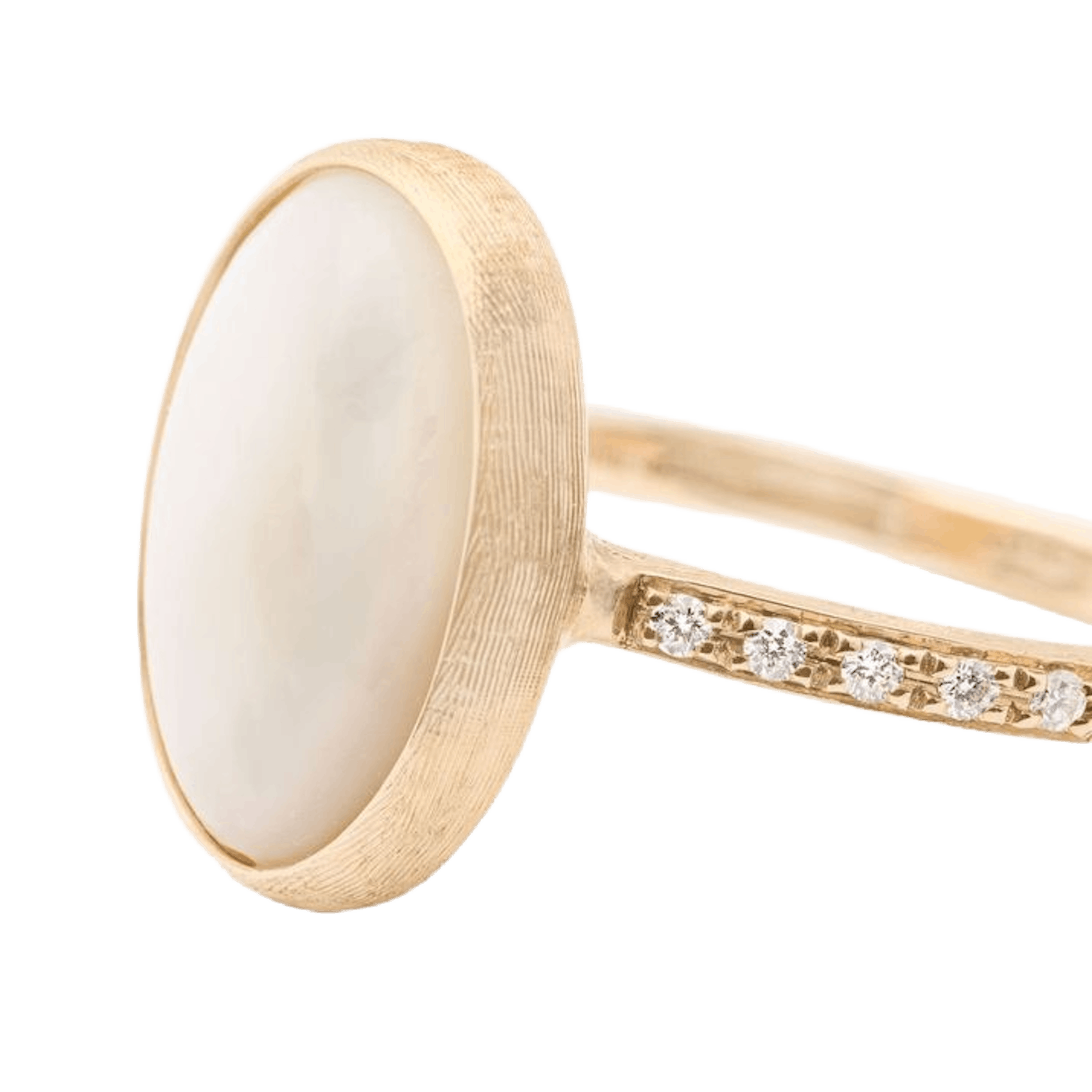 Vertical 18K Yellow Gold Siviglia Mother of Pearl with Diamond Accent Ring
