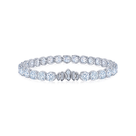 Vertical Platinum Tiara Diamond Line Bracelet