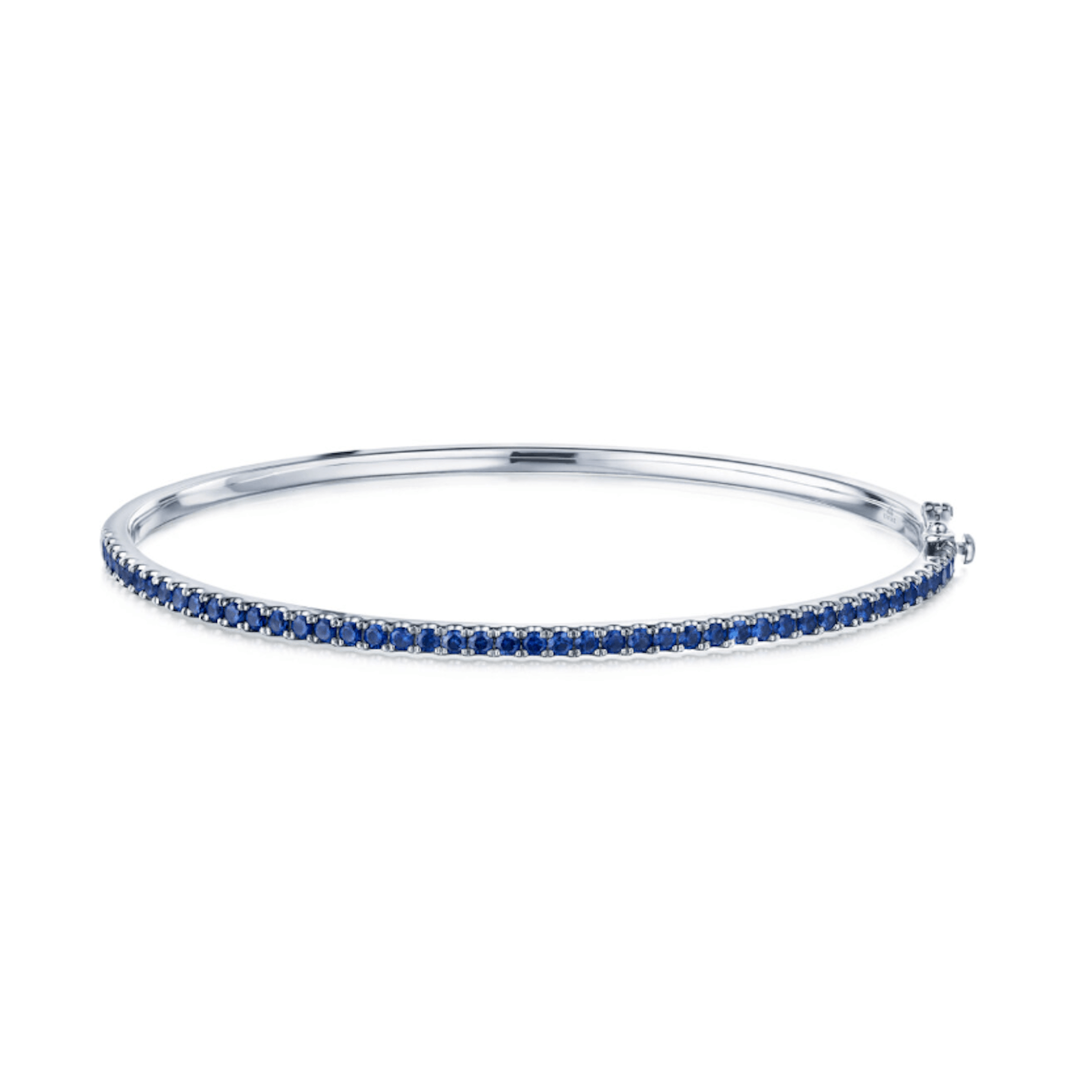 Vertical 18K White Gold Stackable Blue Sapphire Bangle Bracelet