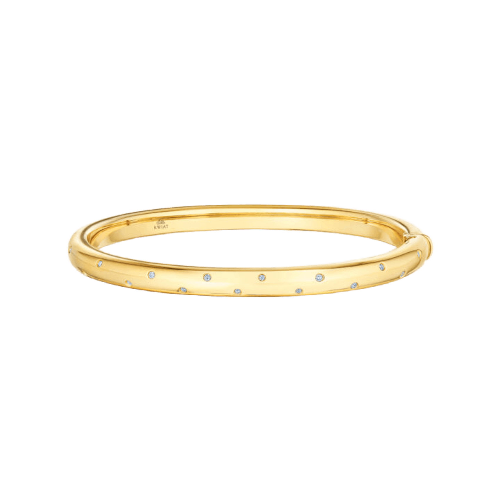Vertical 18K Yellow Gold Orbit Diamond Bangle