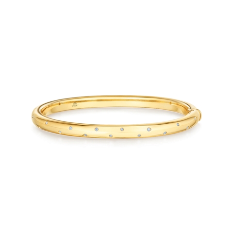 Vertical 18K Yellow Gold Orbit Diamond Bangle