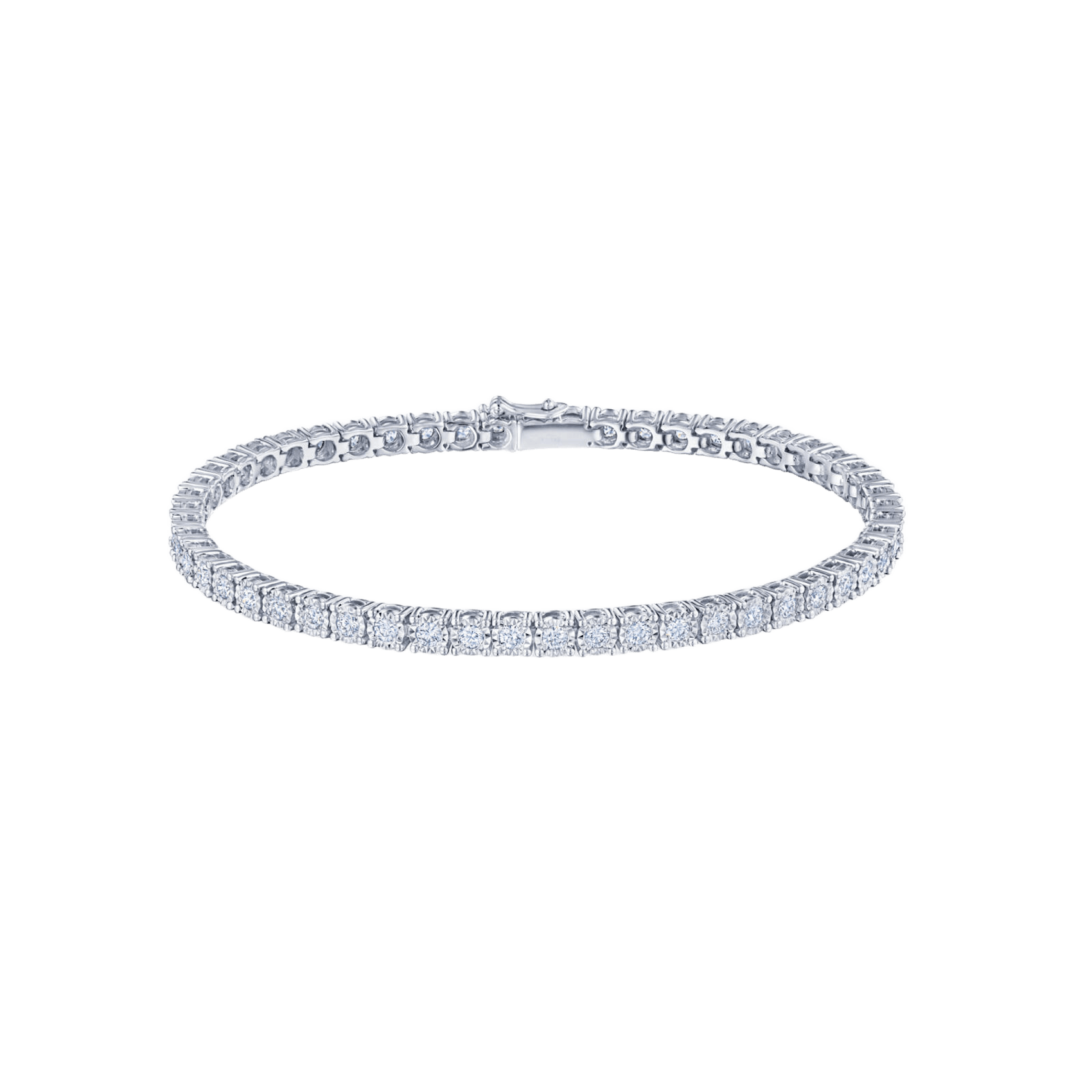 Vertical 18K White Gold Sunburst Diamond Line Bracelet