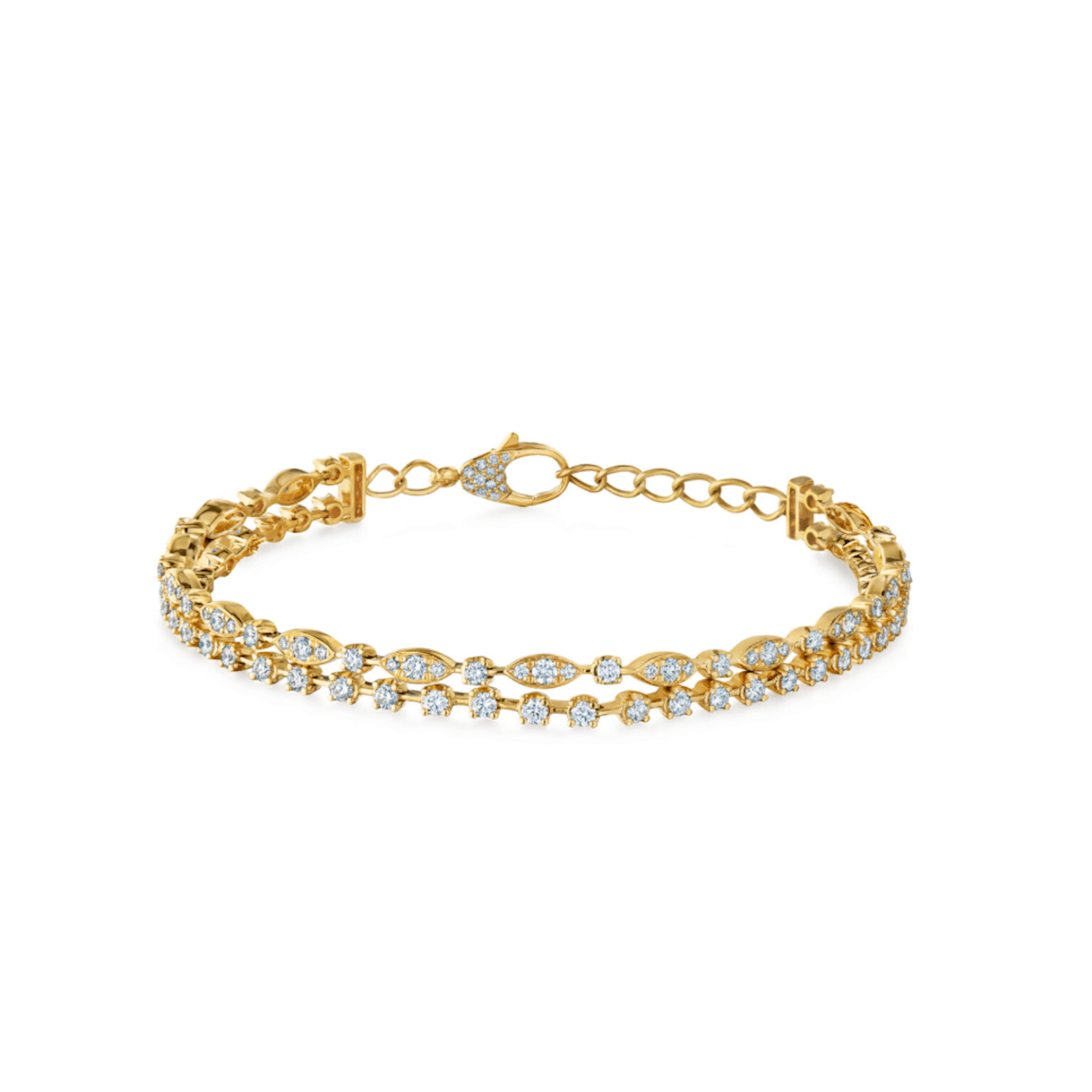 Vertical 18K Yellow Gold Starry Night Damond Double Line Bracelet