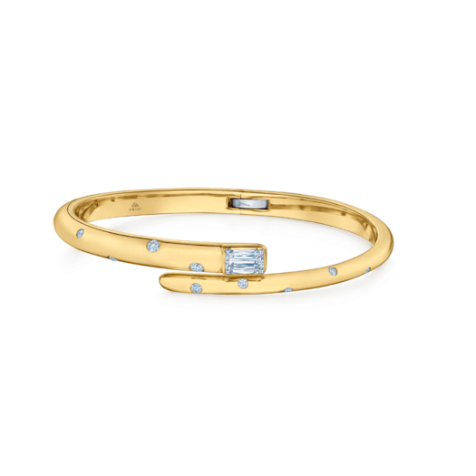 Vertical 18K Yellow Gold Cobblestone Diamond Bypass Bracelet