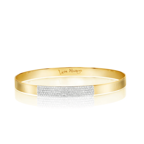 Vertical 14K Yellow Gold Affair Diamond Strap Bangle