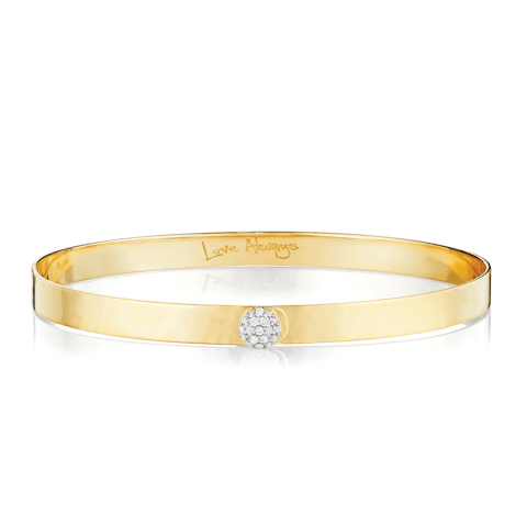 Vertical 14K Yellow Gold Infinity Diamond Circle Bangle