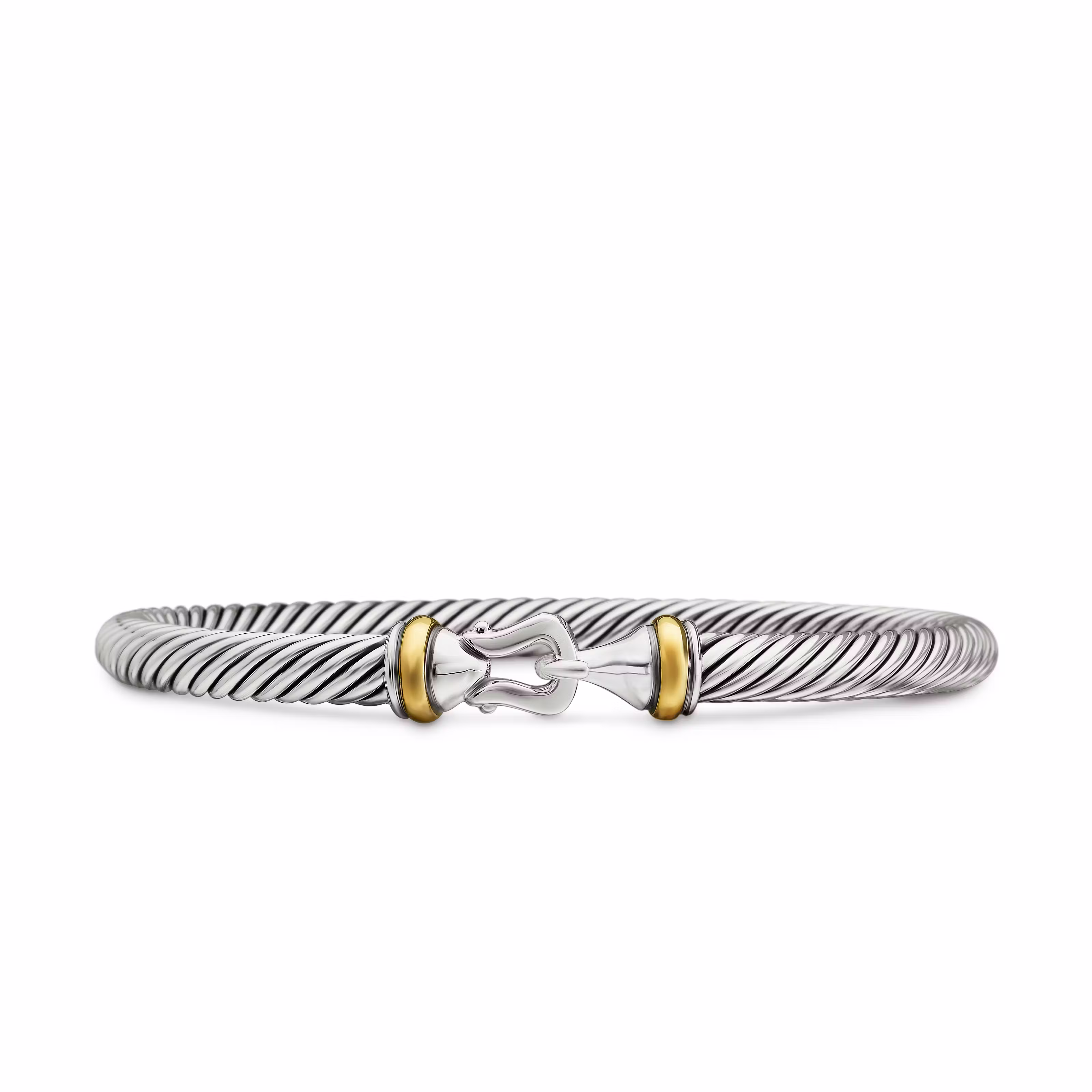 Vertical Buckle Classic Cable Bracelet in Sterling Silver with 18K Yellow Gold, 5mm