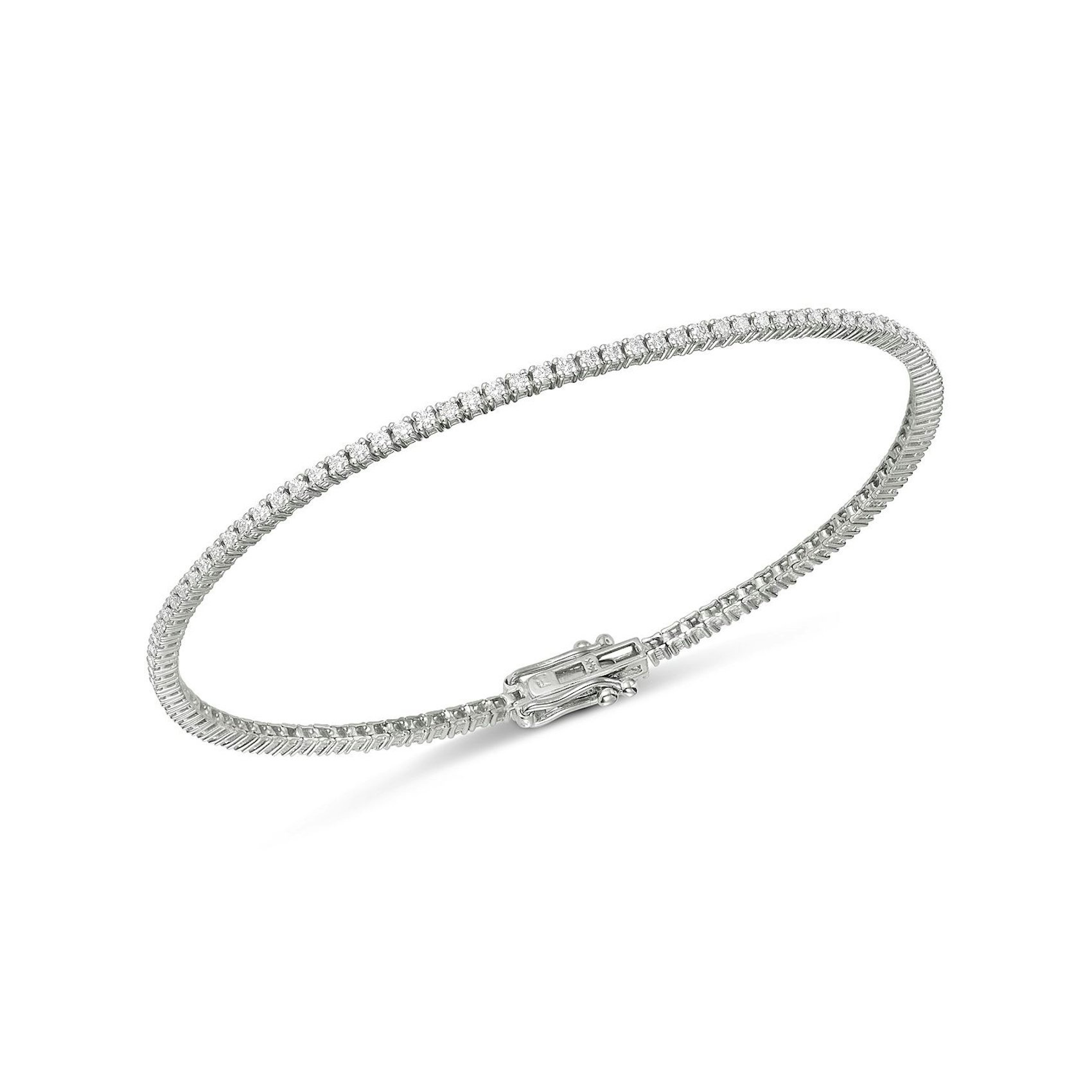 Vertical 14K White Gold Diamond Tennis Bracelet