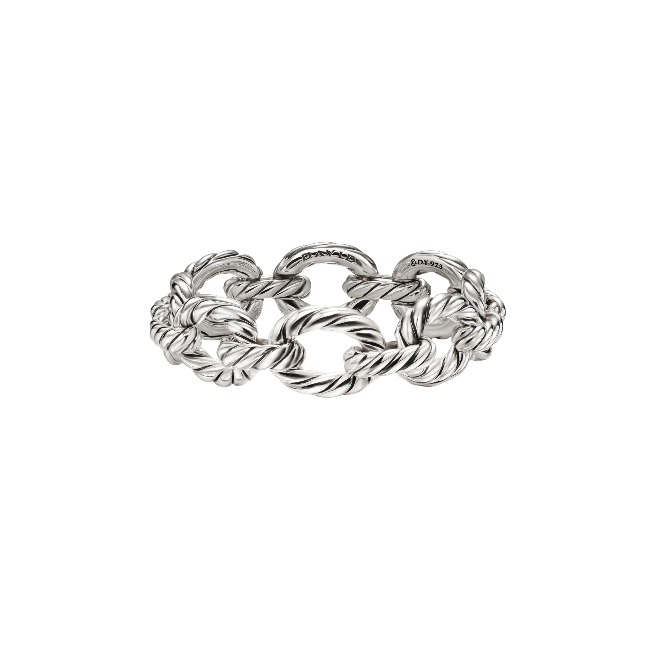 Vertical Sculpted Cable Oval Link Bracelet Sterling Silver, 18mm