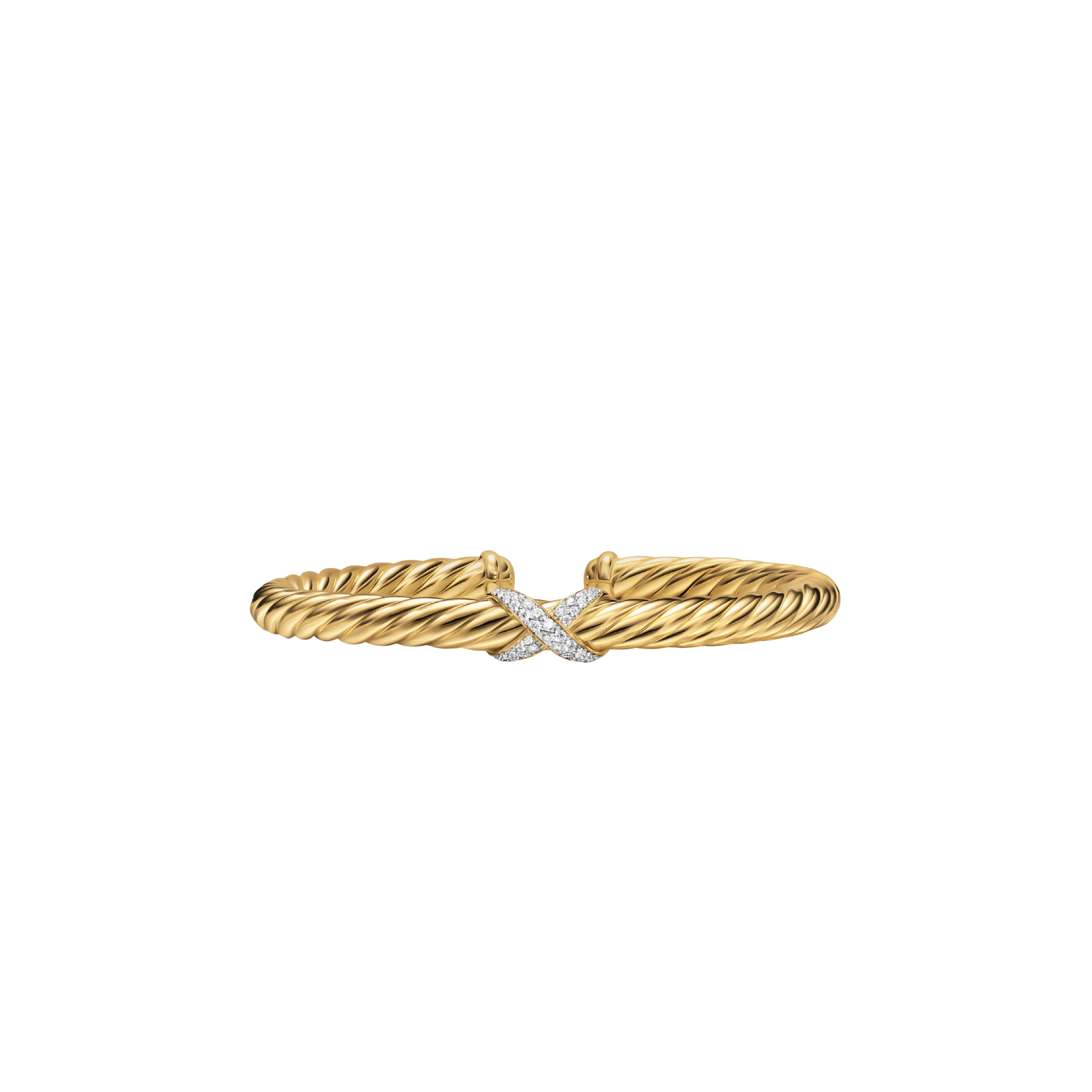 Vertical Cablespira® Flex X Bracelet 18K Yellow Gold with Diamonds, 6mm