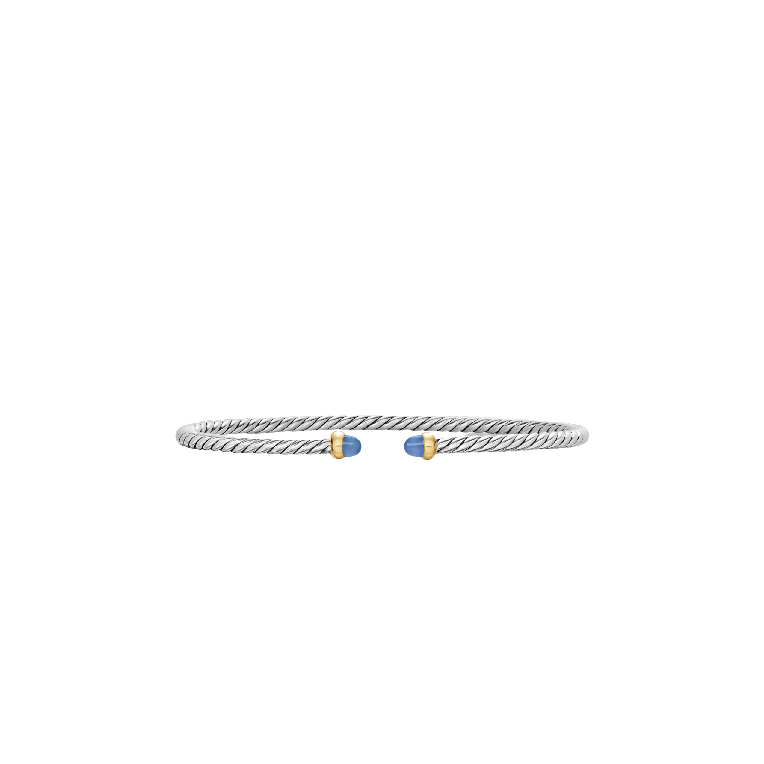 Vertical Micro Cable Flex® Bracelet Sterling Silver with 14K Yellow Gold and Blue Sapphires, 2.6mm