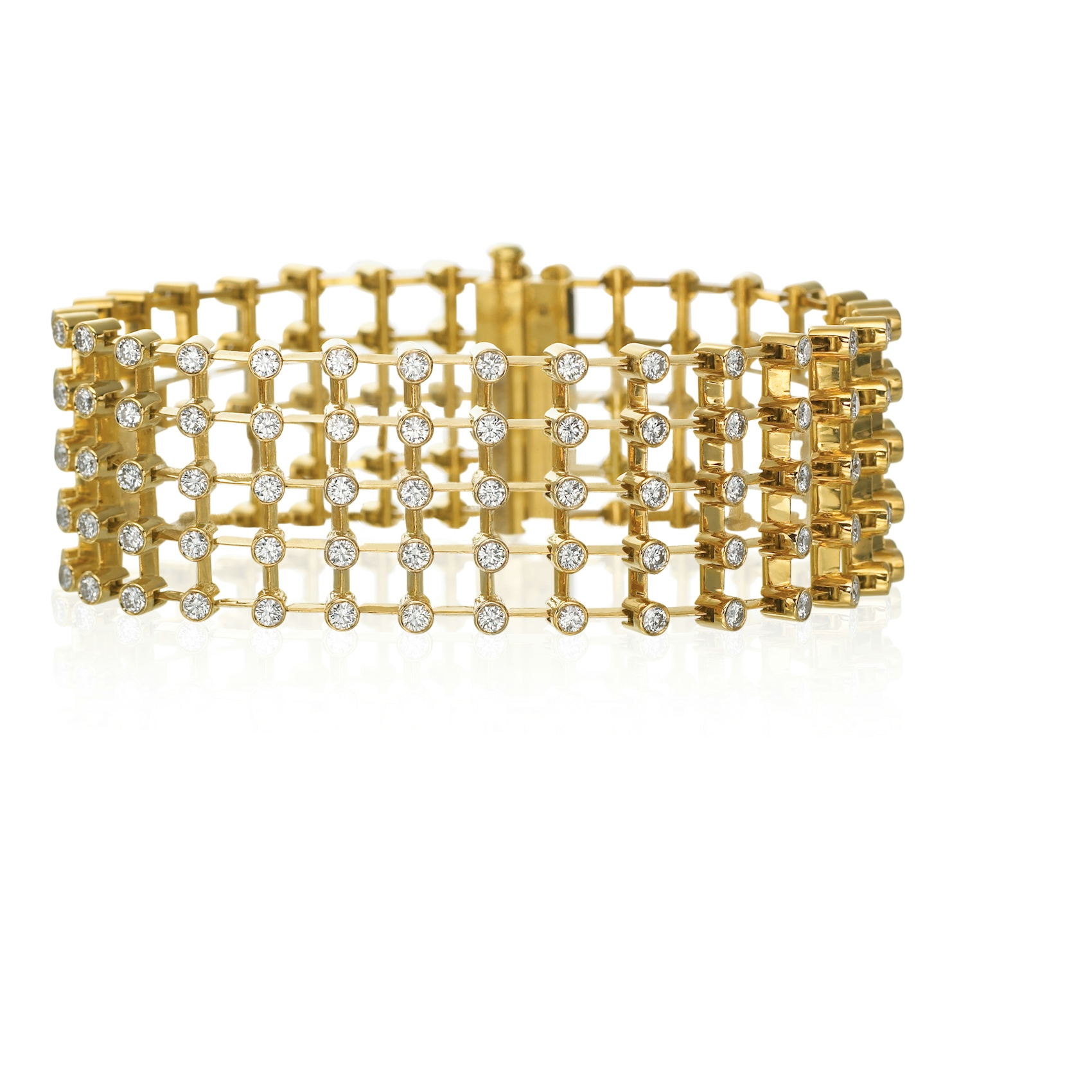 Vertical 18K Yellow Gold Manhattan Diamond Bracelet