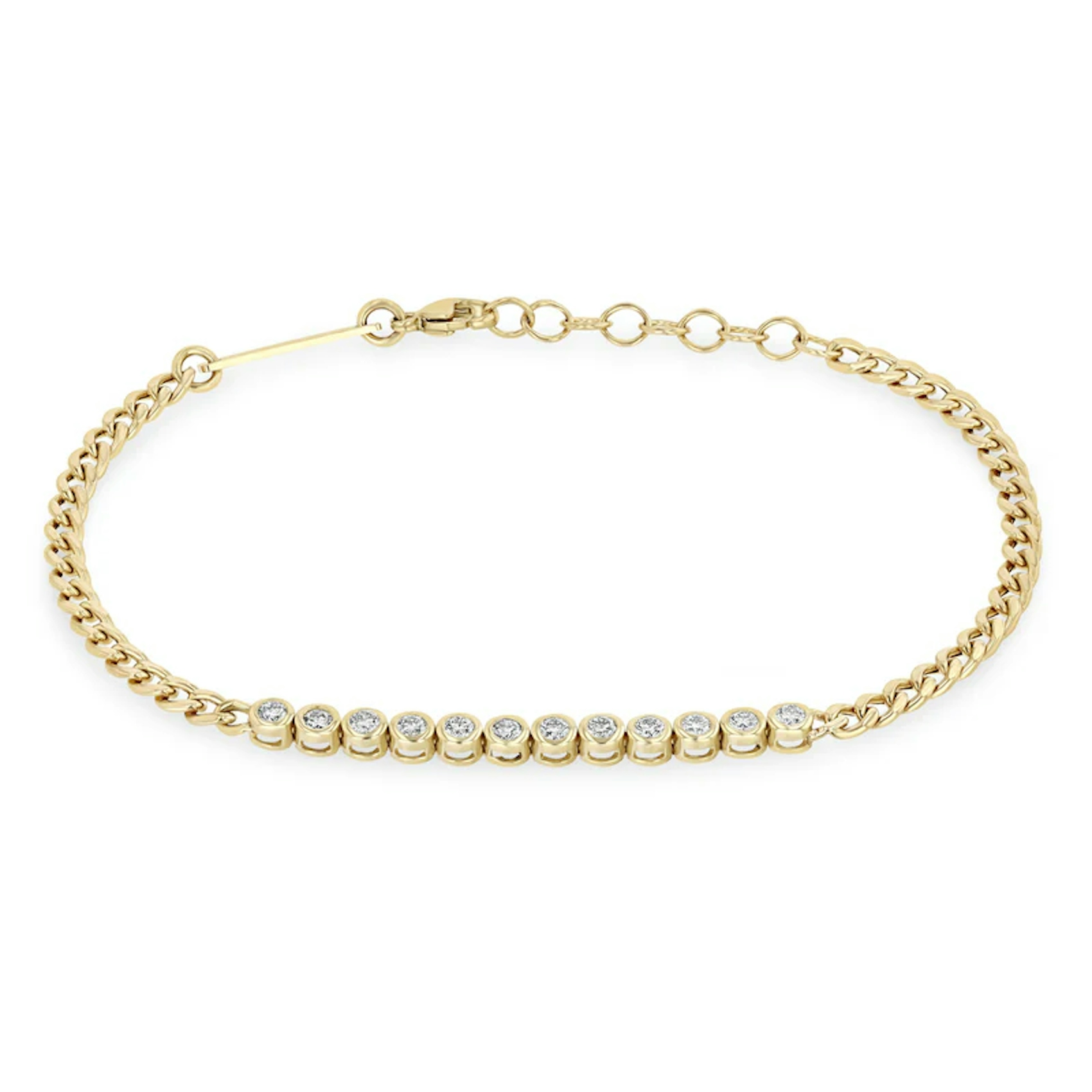 Vertical 14K Yellow Gold Diamond Bezel Set Tennis Bracelet