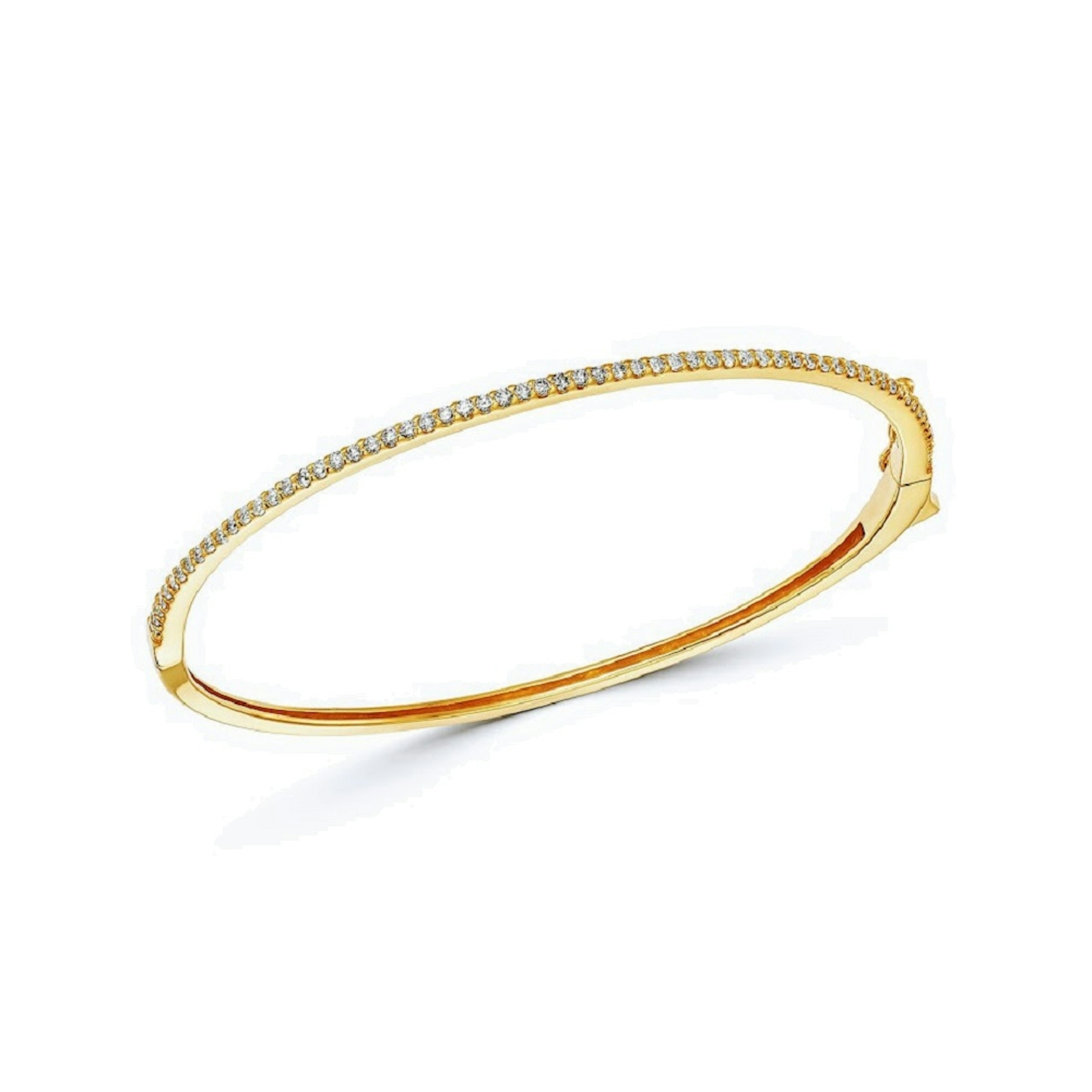 Vertical 14K Yellow Gold 1-Row Diamond Bangle