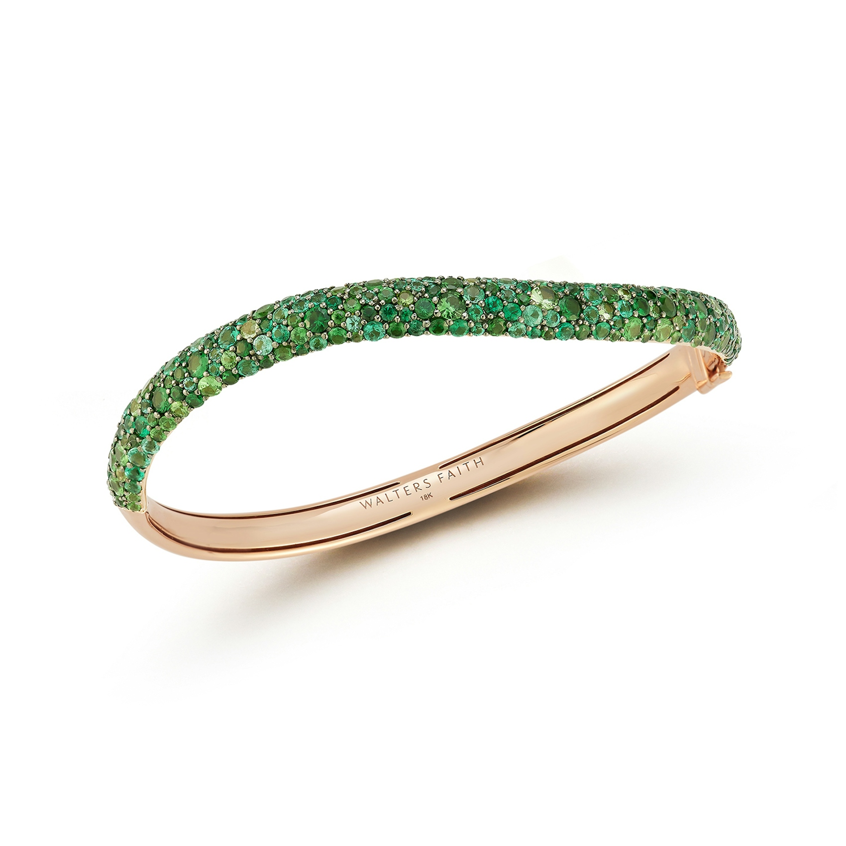 Vertical 18K Rose Gold Julian Emerald Wave Bangle