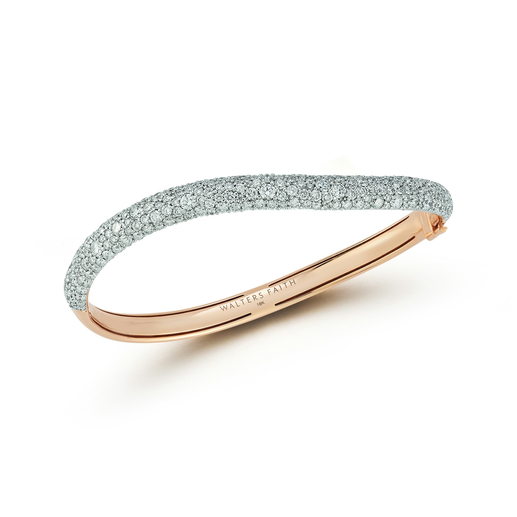 Vertical 18K Rose Gold Julian Diamond Wave Bangle