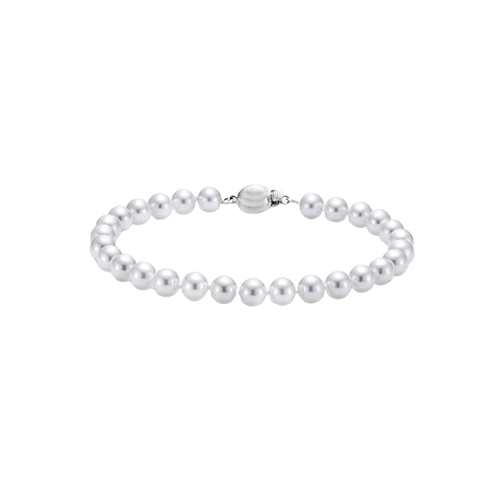 Vertical 18K White Gold 6-6.5MM A Akoya Pearl Bracelet