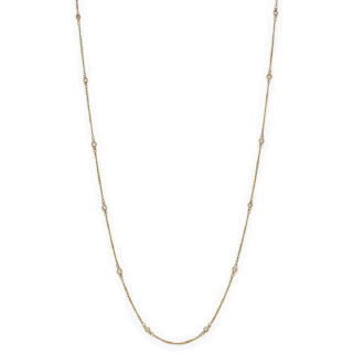Vertical 14K Yellow Gold Diamond Bezel Chain Necklace