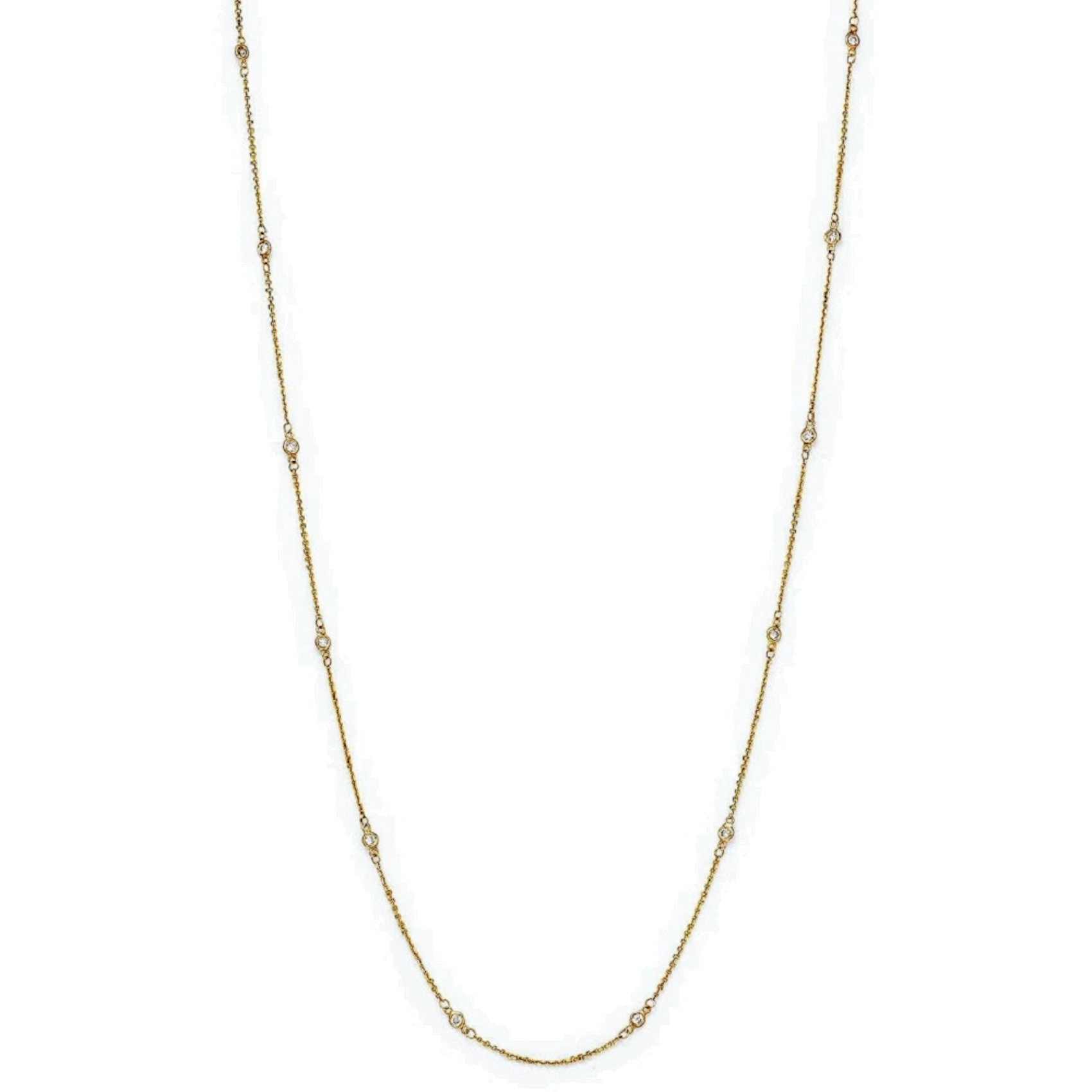 Vertical 14K Yellow Gold Diamond Bezel Chain Necklace