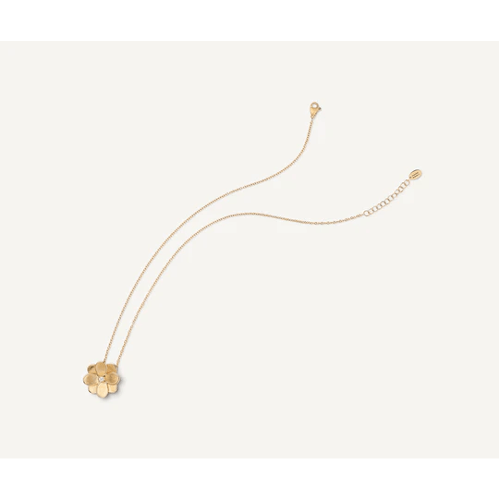 Vertical 18K Yellow Gold Petali Diamond Flower Pendant Necklace
