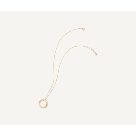 Vertical 18K Yellow Gold Masai Diamond Circle Pendant Necklace