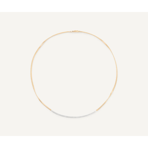 Vertical 18K Yellow Gold/White Gold Marrakech Diamond Hand Twisted Necklace