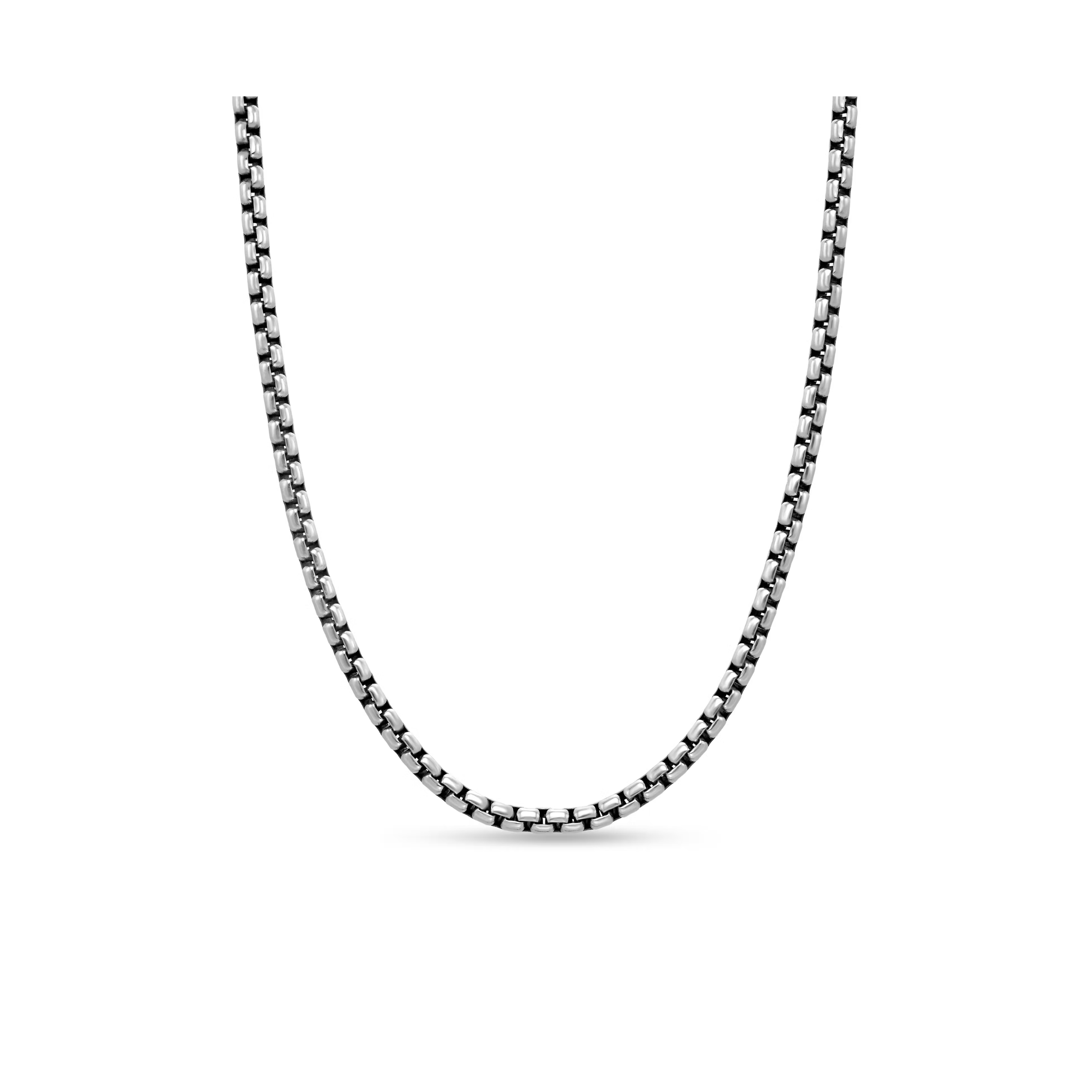 Vertical Box Chain Necklace in Sterling Silver with 14K Yellow Gold Accent, 3.6mm