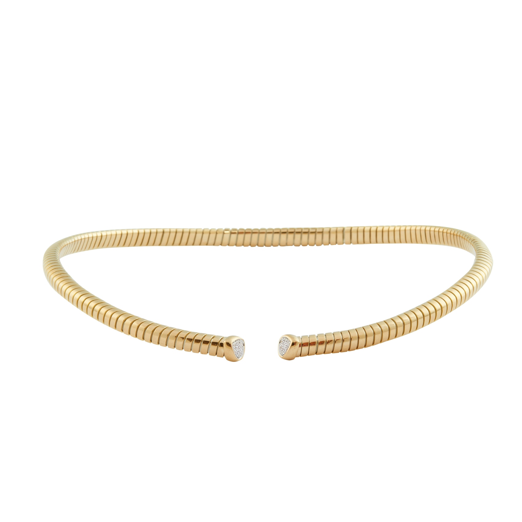 Vertical 18K Yellow Gold Trisola Diamond Pave Collar Necklace