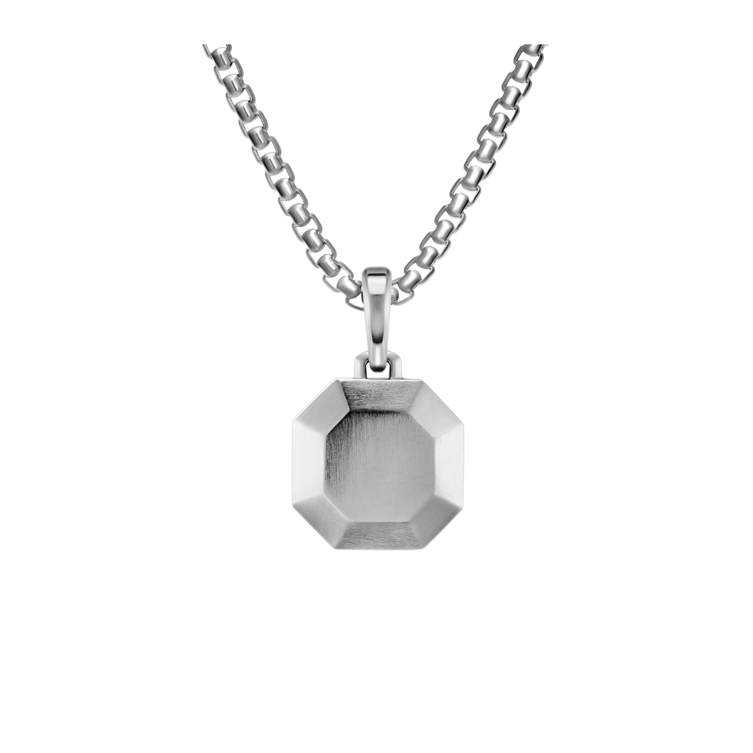 Vertical Faceted Amulet Sterling Silver, 16mm