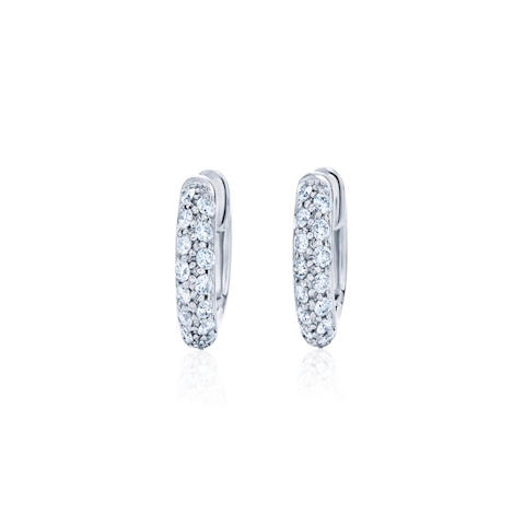Vertical 18K White Gold Moonlight Pave Diamond Petie Huggie Earrings