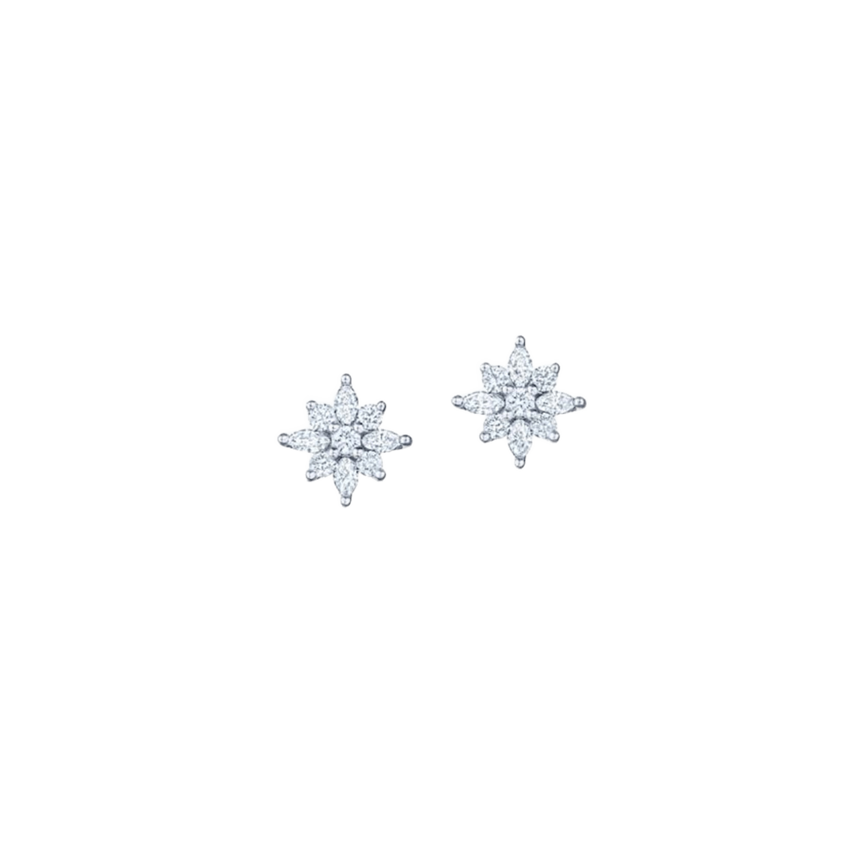 Vertical 18K White Gold Kwiat Star Diamond Stud Earrings