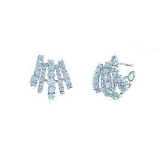 Vertical 18K White Gold Lyric 5-Row Diamond Earrings