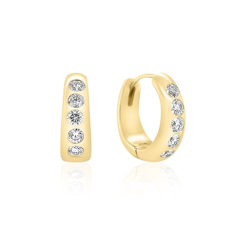Vertical 14K Yellow Gold Nomad Diamond Huggie Earrings