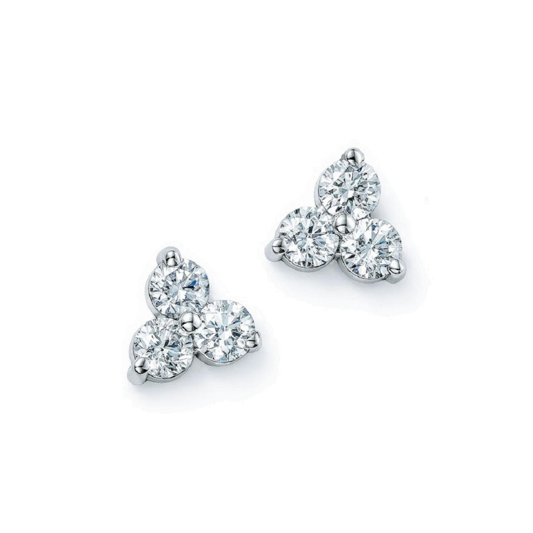 Vertical 14K White Gold Round Diamond Cluster Earrings