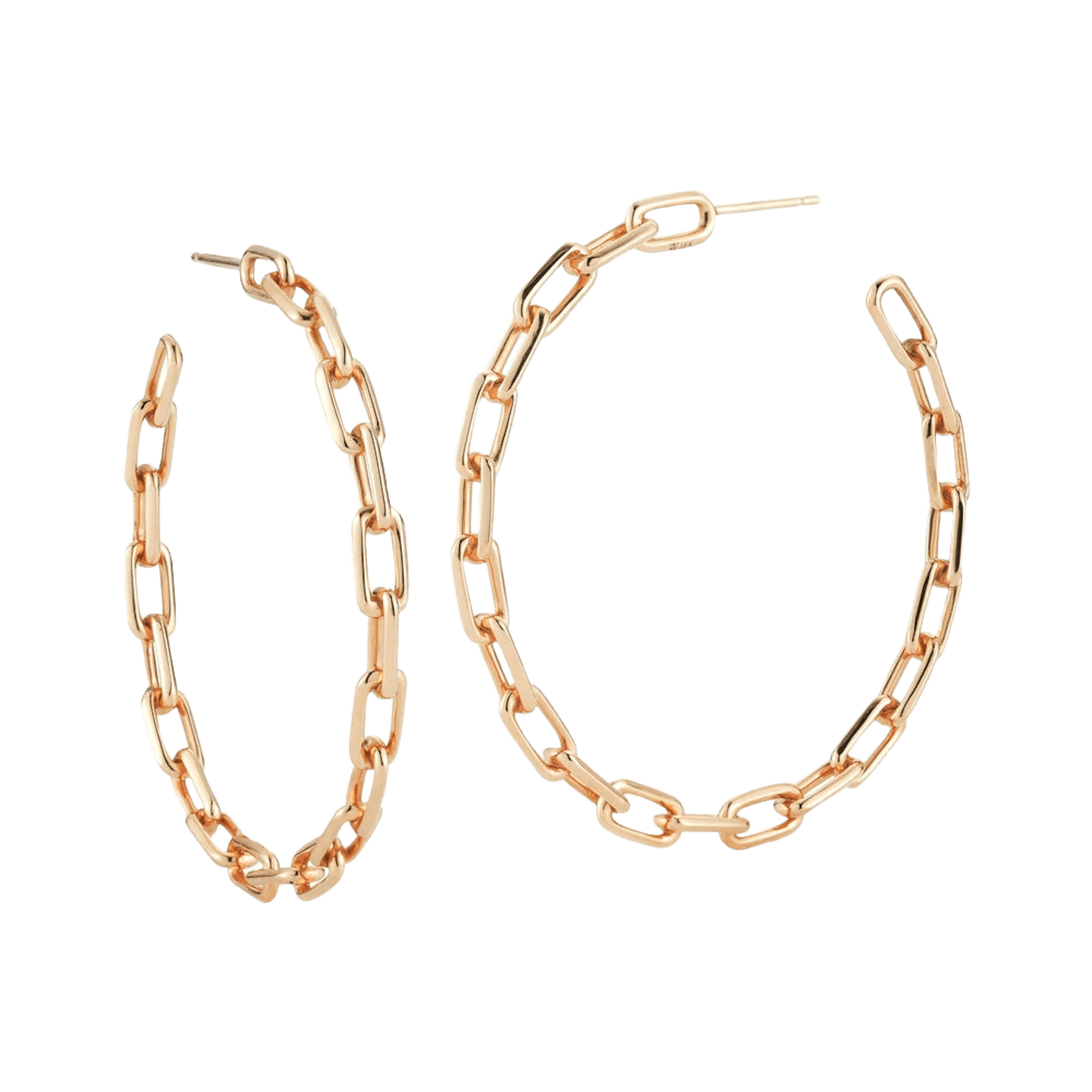 Vertical 18K Rose Gold Saxon Chain Link Hoop Earrings