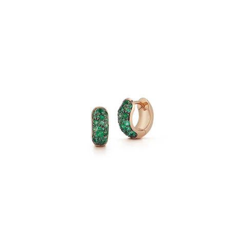 Vertical 18K Rose Gold Julian Emerald Huggie Earrings