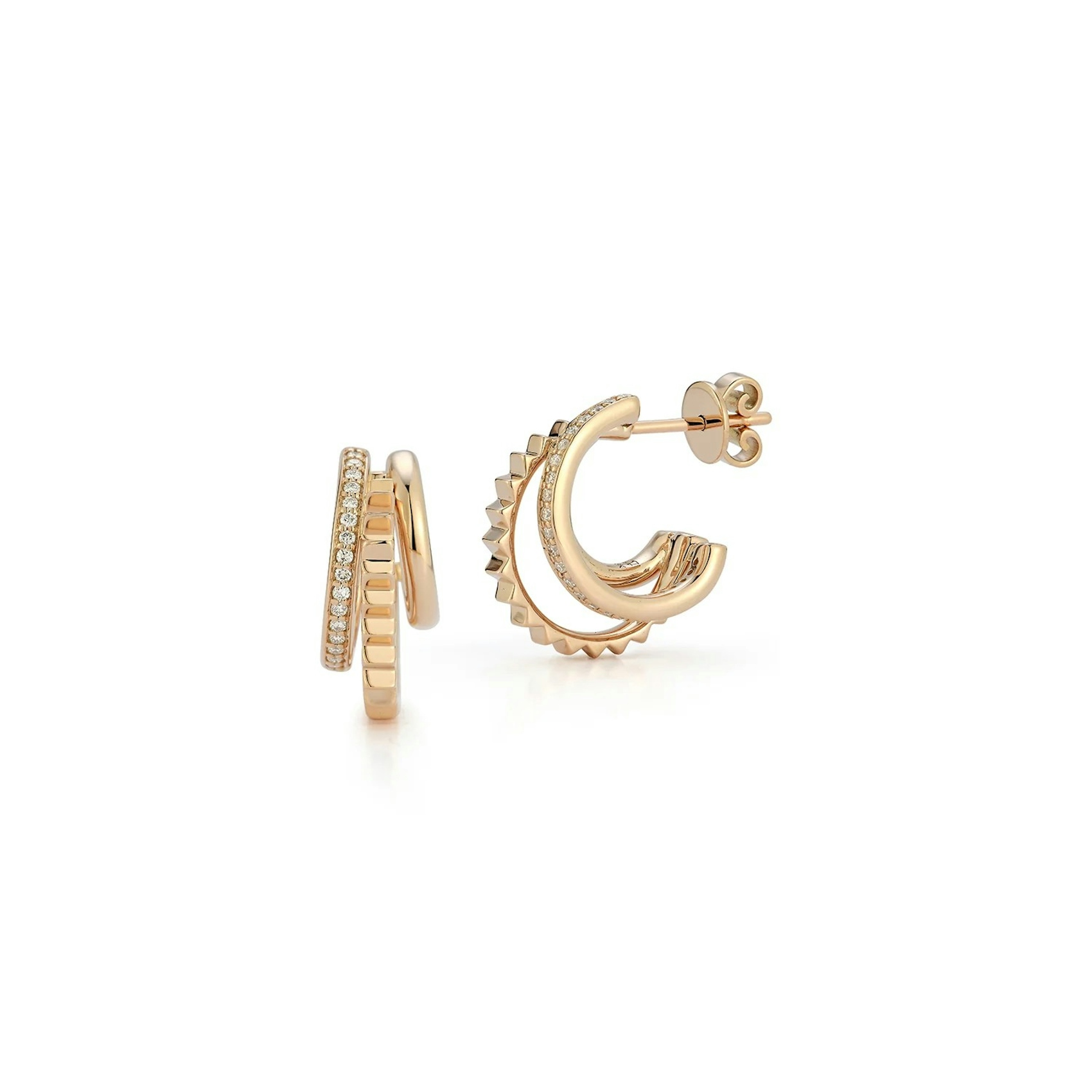 Vertical 18K Rose Gold Clive Diamond Huggie Earrings