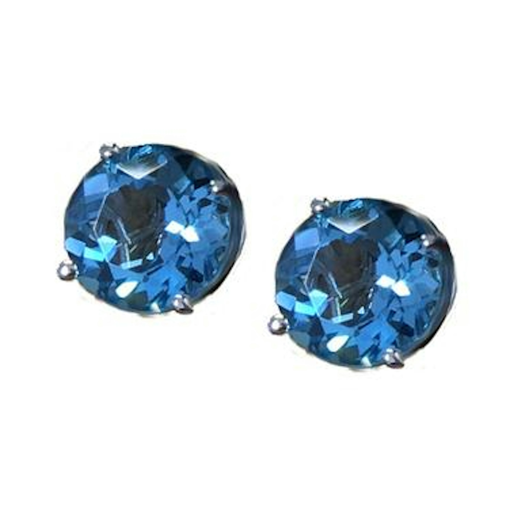 Vertical 14K Yellow Gold Birthstone Blue Topaz December Stud Earrings